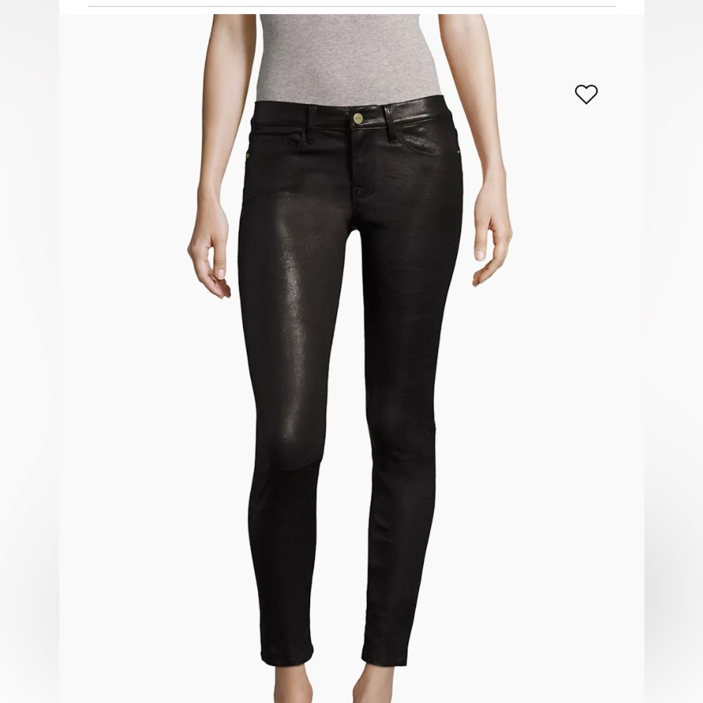Frame lamb skin leather skinny jeans